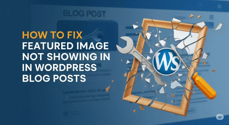 Prompt for Generating a Featured Image for the Article Create a visually appealing featured image for an article titled "How to Troubleshoot and Fix Featured Image Not Showing in WordPress Blog Posts." The image should be professional, modern, and relevant to WordPress and web development. Use the following guidelines: Dimensions: 1200x600 pixels (standard for WordPress featured images). Style: Clean, minimalistic, and tech-themed with a focus on WordPress aesthetics. Elements: Include visuals like a WordPress logo, a computer screen displaying a blog post with a placeholder or broken image icon, and subtle coding or website design elements (e.g., HTML/CSS code snippets or a media library icon). Color Scheme: Use WordPress-inspired colors (blues, whites, and grays) with high-contrast, vibrant accents to ensure visibility on both light and dark website themes. Fix Featured Image Not Showing in WordPress Blog Posts